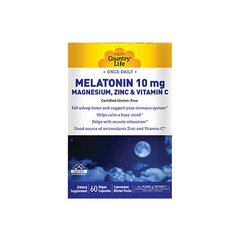 Country Life Мелатонин + MG + Zinc + Vitamin C 60 веганских капсул