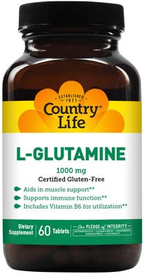 Country Life L-глютамін 1000 мг 60 таблеток