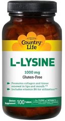 Country Life L-лізин 1000 мг 100 таблеток