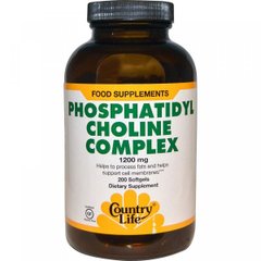 Country Life соевый лецитин Фосфатидилхолин, Phosphatidyl Choline комплекс, капс. №200 1200 мг