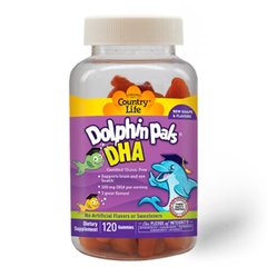 Country Life Рыбий жир для детей в форме дельфинчиков 120 жевательных конфет