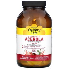 Country Life Ацерола вітамін С комплекс 500 мг 90 жувальних таблеток